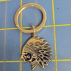 Indian Head Silver Tone Keyring